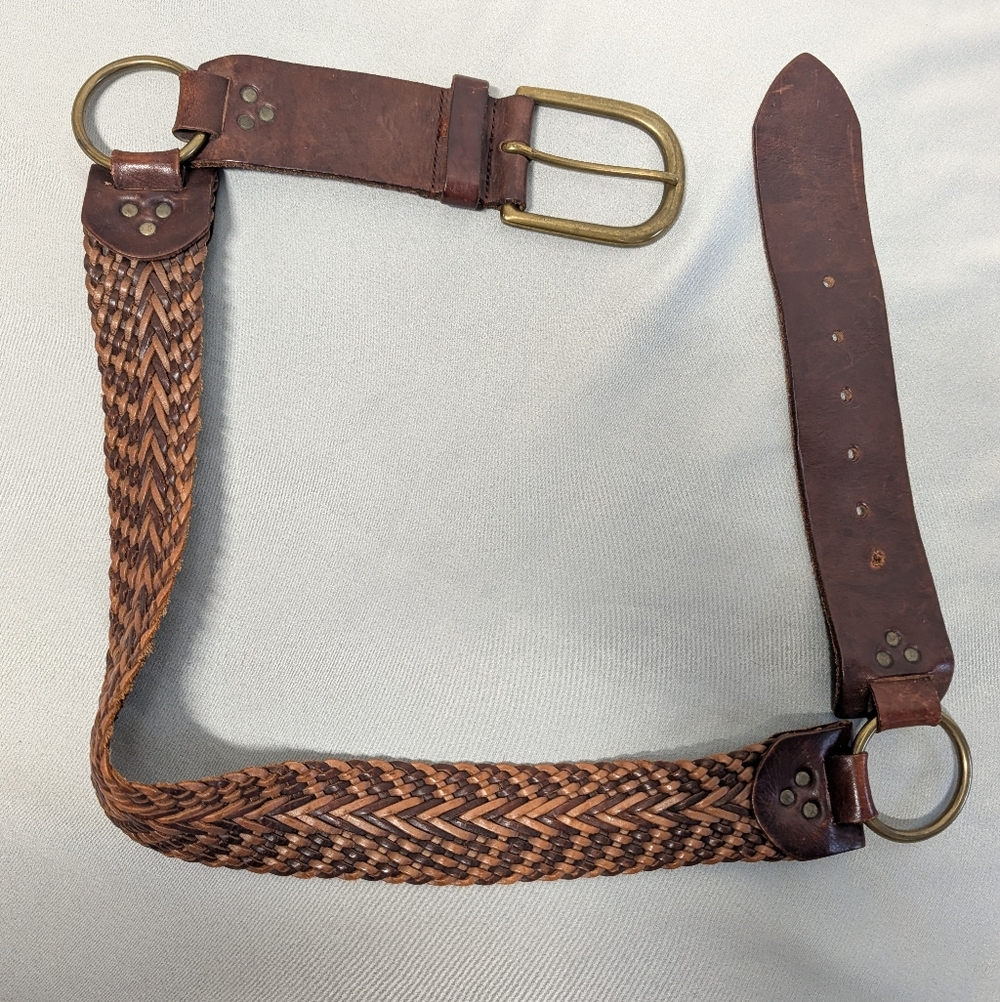 Linea Pelle Two Tone Brown Braided Leather Belt